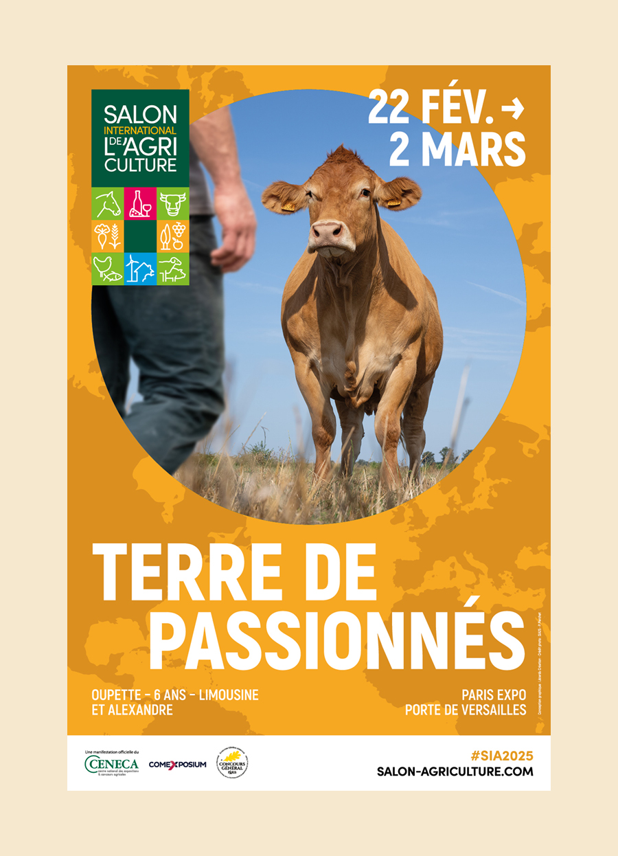 Josselin Tourette -publicite-Paris-vosges-remiremont-Salon-Agriculture-2025-Affiche-terre-de-passionnes-orange-1