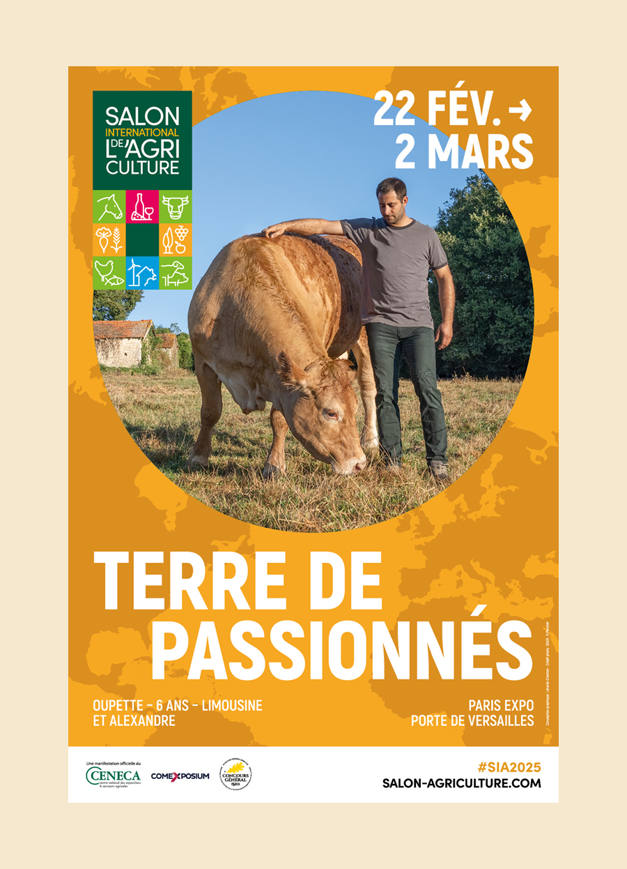 Josselin Tourette -publicite-Paris-vosges-remiremont-Salon-Agriculture-2025-Affiche-terre-de-passionnes-orange-2